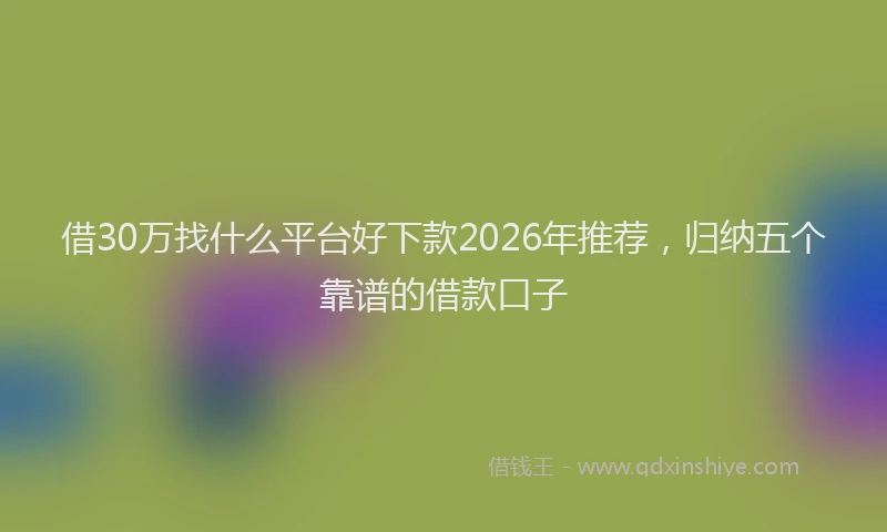 借30万找什么平台好下款2026年推荐，归纳五个靠谱的借款口子