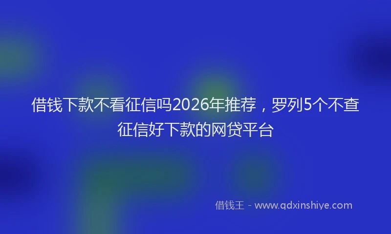 借钱下款不看征信吗2026年推荐，罗列5个不查征信好下款的网贷平台