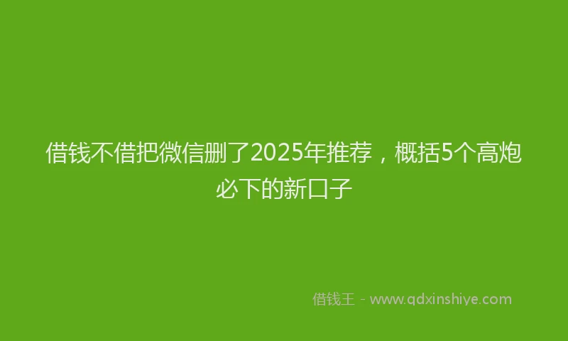 借钱不借把微信删了2025年推荐，概括5个高炮必下的新口子