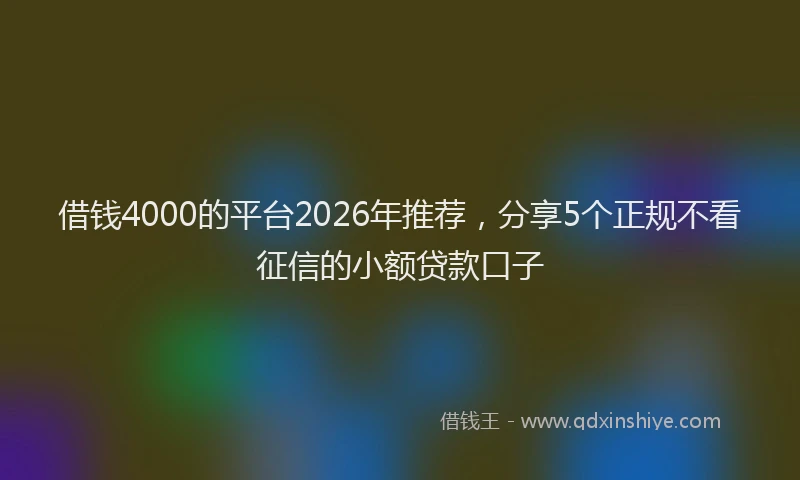 借钱4000的平台2026年推荐，分享5个正规不看征信的小额贷款口子