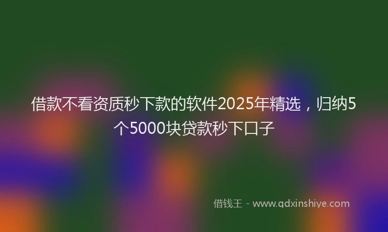 借款不看资质秒下款的软件2025年精选，归纳5个5000块贷款秒下口子
