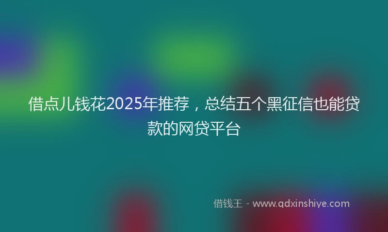 借点儿钱花2025年推荐，总结五个黑征信也能贷款的网贷平台
