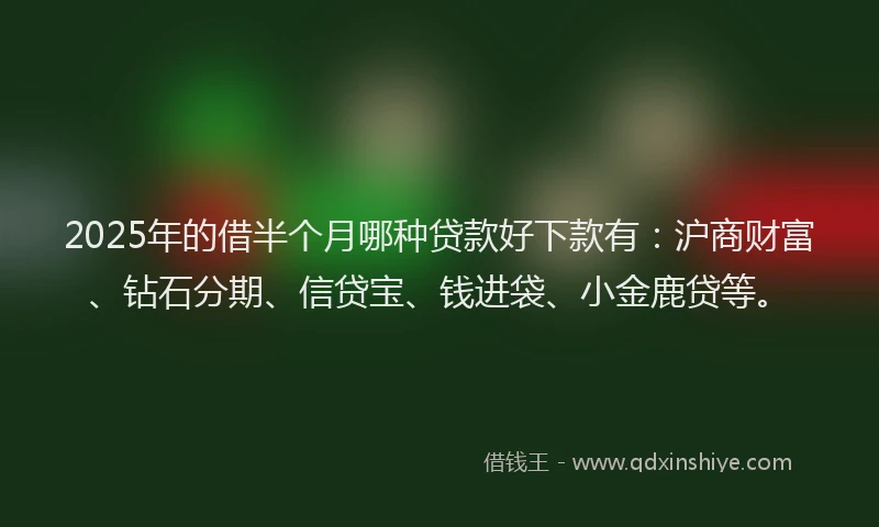2025年的借半个月哪种贷款好下款有：沪商财富、钻石分期、信贷宝、钱进袋、小金鹿贷等。