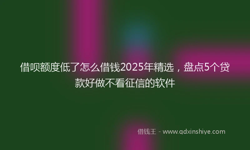 借呗额度低了怎么借钱2025年精选，盘点5个贷款好做不看征信的软件