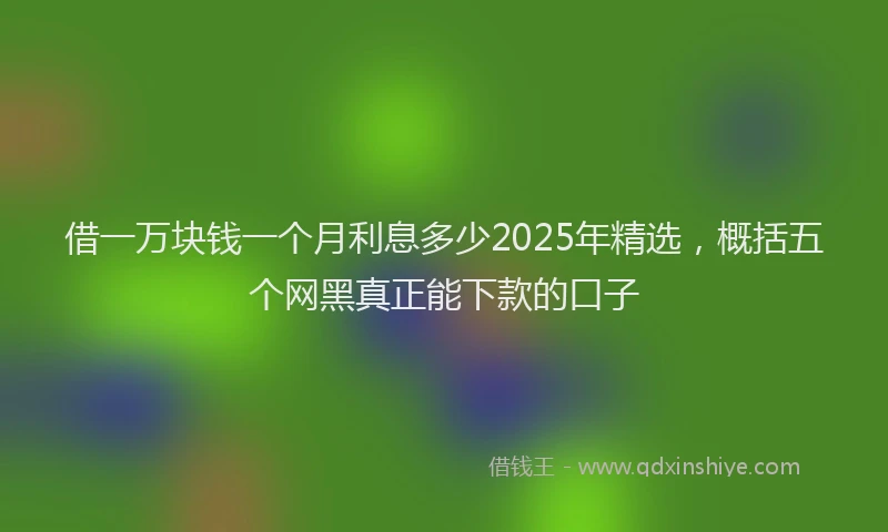 借一万块钱一个月利息多少2025年精选，概括五个网黑真正能下款的口子