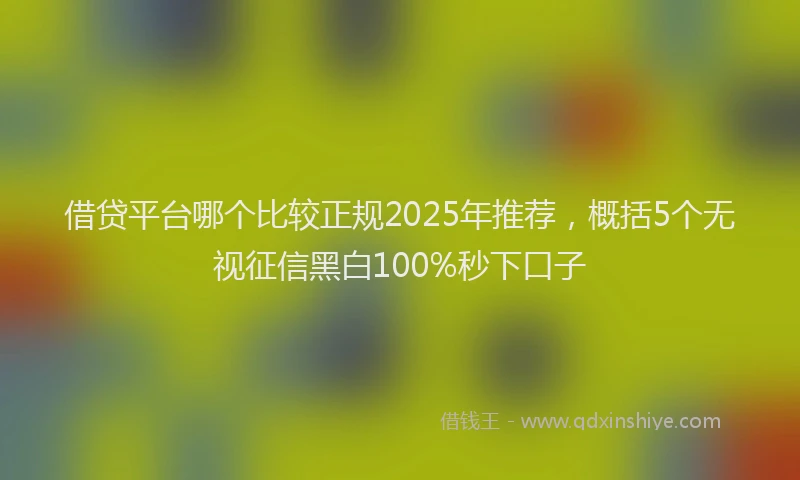 借贷平台哪个比较正规2025年推荐，概括5个无视征信黑白100%秒下口子
