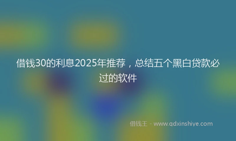 借钱30的利息2025年推荐,总结五个黑白贷款必过的软件