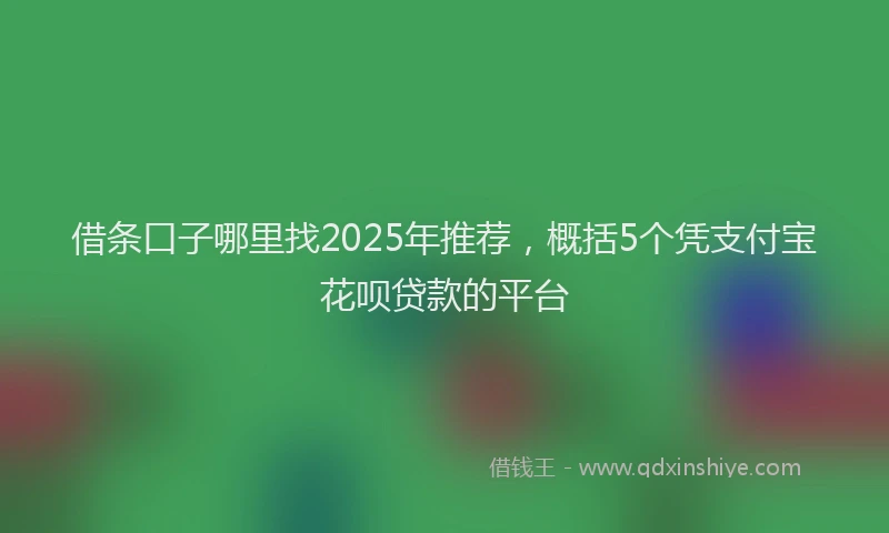 借条口子哪里找2025年推荐，概括5个凭支付宝花呗贷款的平台