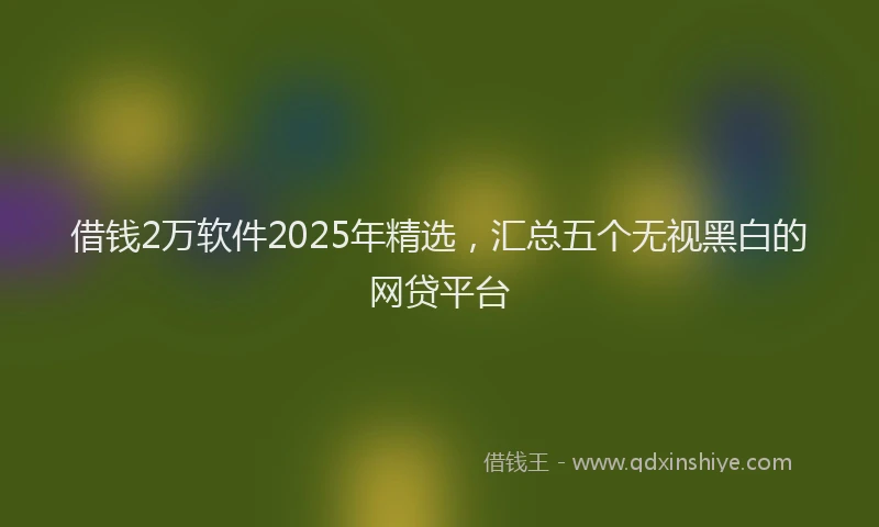 借钱2万软件2025年精选,汇总五个无视黑白的网贷平台