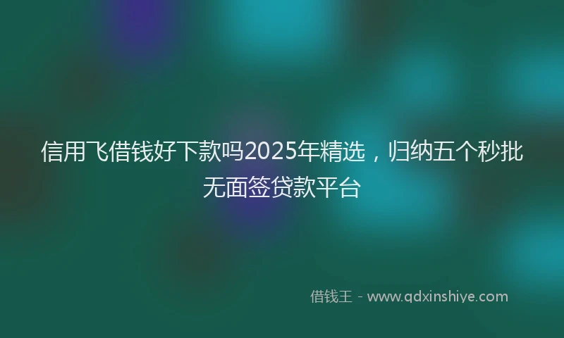 信用飞借钱好下款吗2025年精选,归纳五个秒批无面签贷款平台