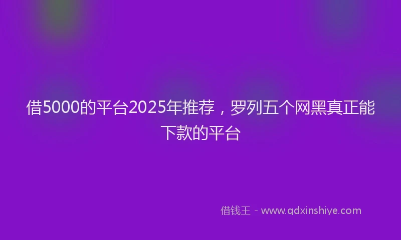 借5000的平台2025年推荐，罗列五个网黑真正能下款的平台