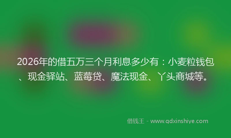 2026年的借五万三个月利息多少有:小麦粒钱包、现金驿站、蓝莓贷、魔法现金、丫头商城等。