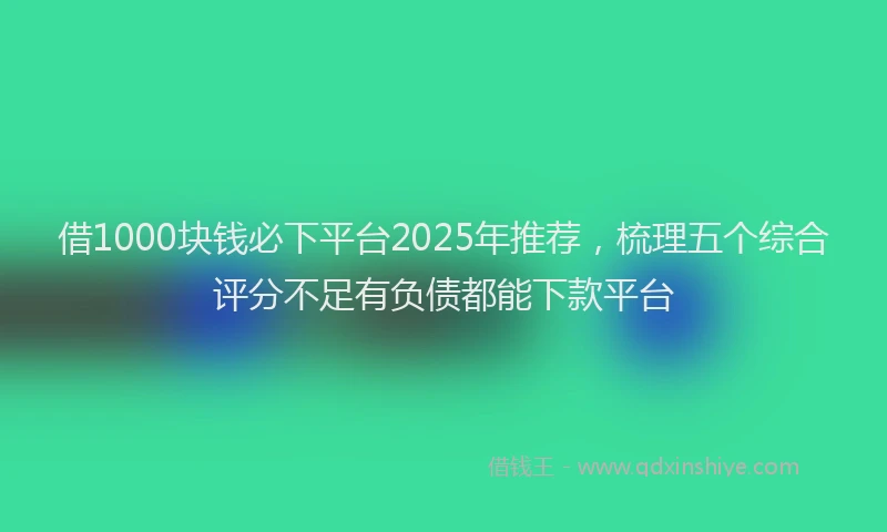 借1000块钱必下平台2025年推荐，梳理五个综合评分不足有负债都能下款平台