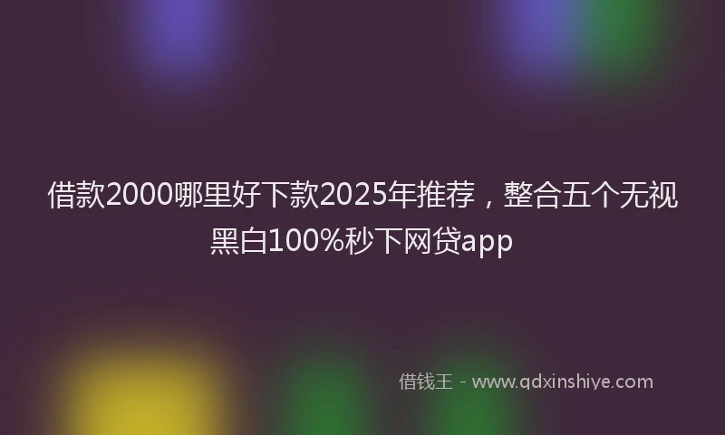 借款2000哪里好下款2025年推荐，整合五个无视黑白100%秒下网贷app