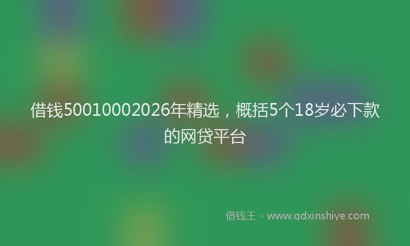借钱50010002026年精选，概括5个18岁必下款的网贷平台