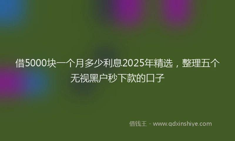 借5000块一个月多少利息2025年精选,整理五个无视黑户秒下款的口子