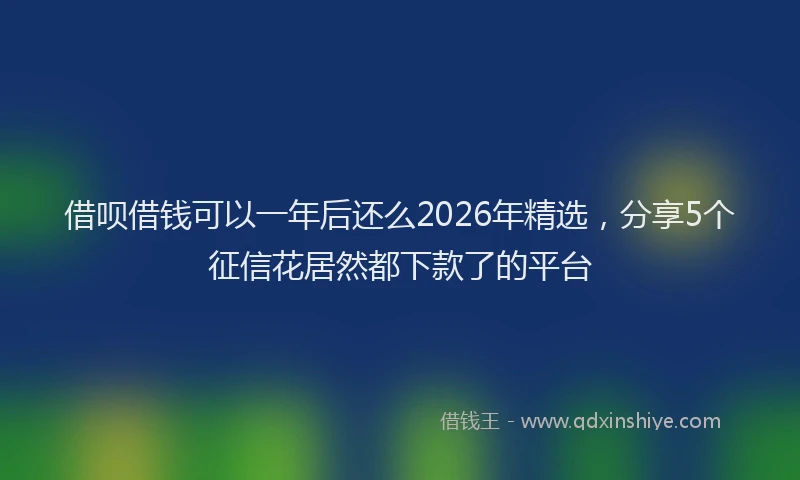借呗借钱可以一年后还么2026年精选,分享5个征信花居然都下款了的平台