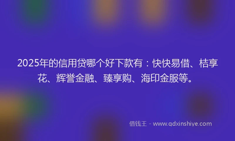 2025年的信用贷哪个好下款有：快快易借、桔享花、辉誉金融、臻享购、海印金服等。