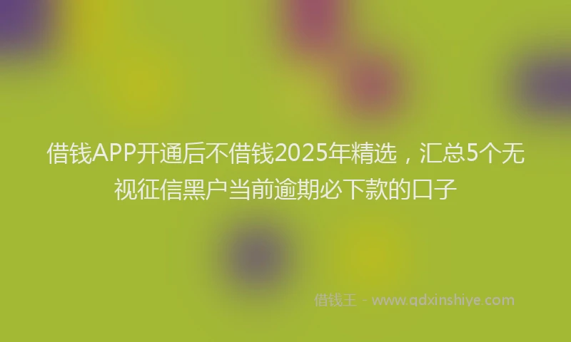 借钱APP开通后不借钱2025年精选，汇总5个无视征信黑户当前逾期必下款的口子