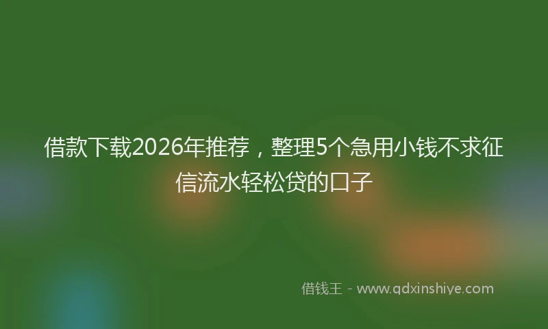 借款下载2026年推荐，整理5个急用小钱不求征信流水轻松贷的口子