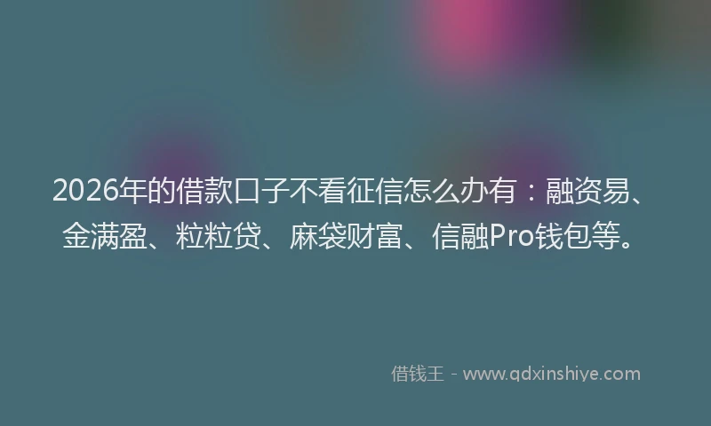2026年的借款口子不看征信怎么办有：融资易、金满盈、粒粒贷、麻袋财富、信融Pro钱包等。