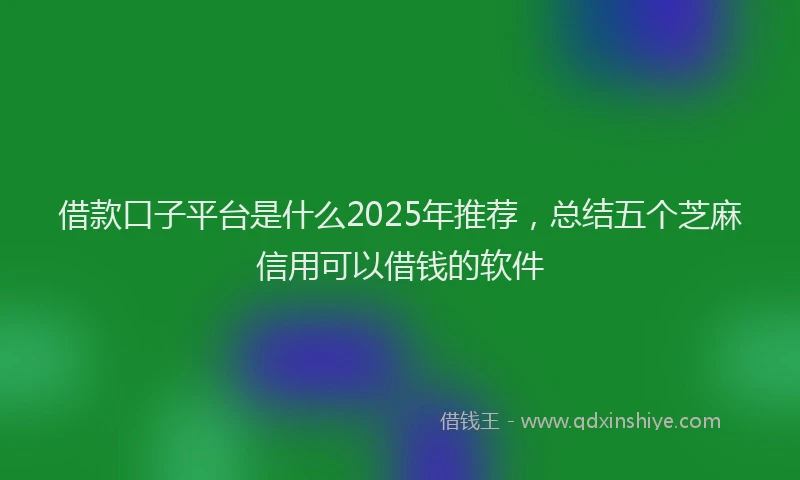 借款口子平台是什么2025年推荐，总结五个芝麻信用可以借钱的软件