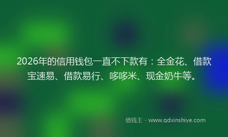 2026年的信用钱包一直不下款有：全金花、借款宝速易、借款易行、哆哆米、现金奶牛等。