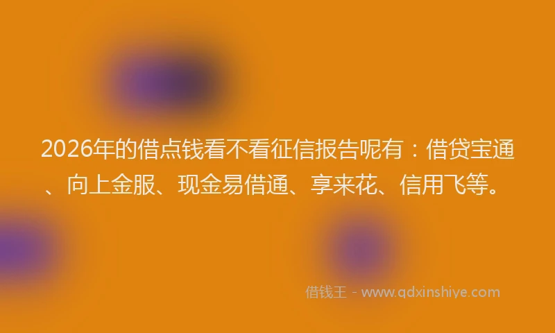 2026年的借点钱看不看征信报告呢有：借贷宝通、向上金服、现金易借通、享来花、信用飞等。