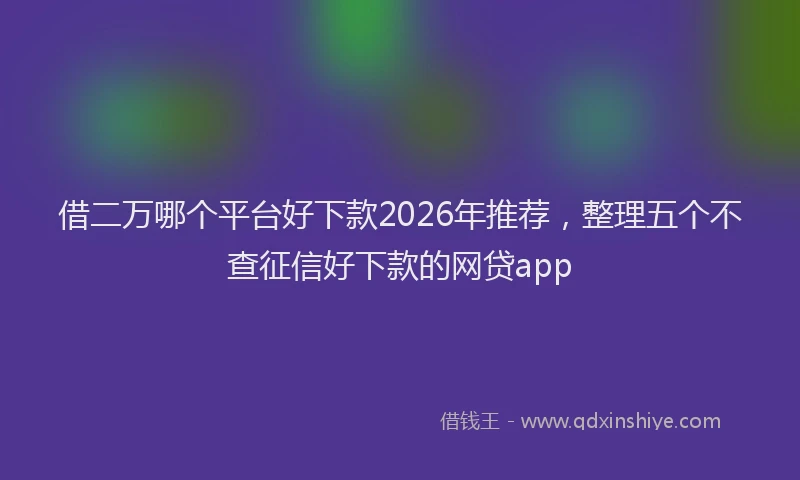 借二万哪个平台好下款2026年推荐，整理五个不查征信好下款的网贷app
