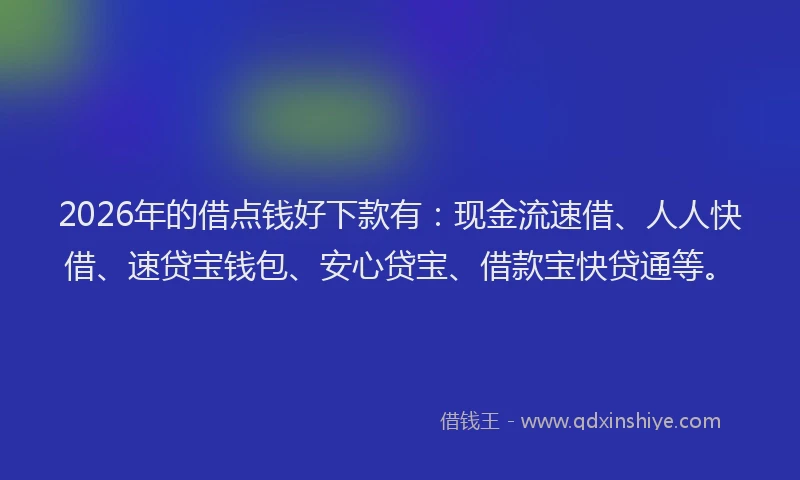 2026年的借点钱好下款有：现金流速借、人人快借、速贷宝钱包、安心贷宝、借款宝快贷通等。