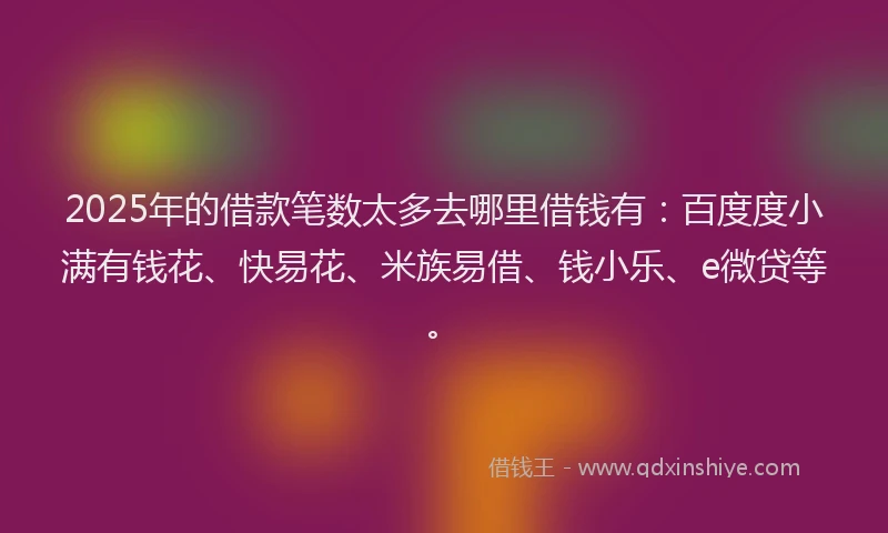 2025年的借款笔数太多去哪里借钱有:百度度小满有钱花、快易花、米族易借、钱小乐、e微贷等。
