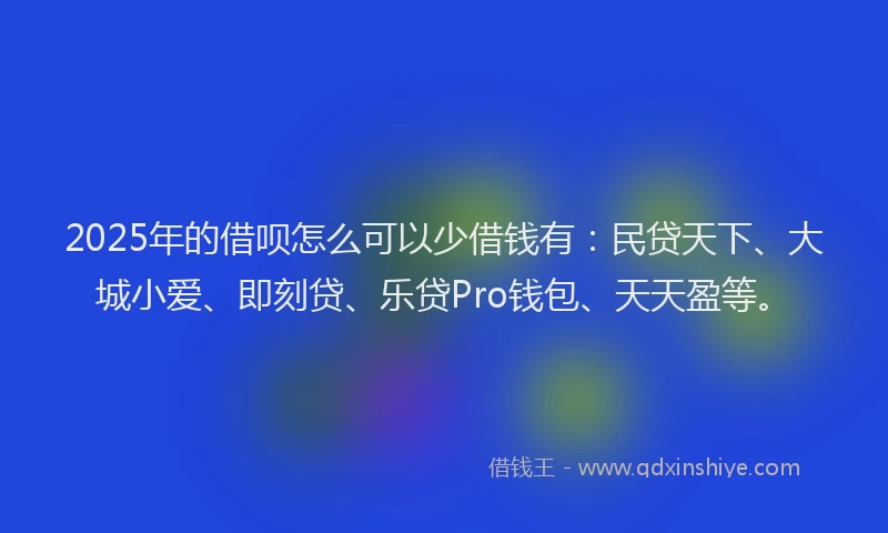 2025年的借呗怎么可以少借钱有:民贷天下、大城小爱、即刻贷、乐贷Pro钱包、天天盈等。