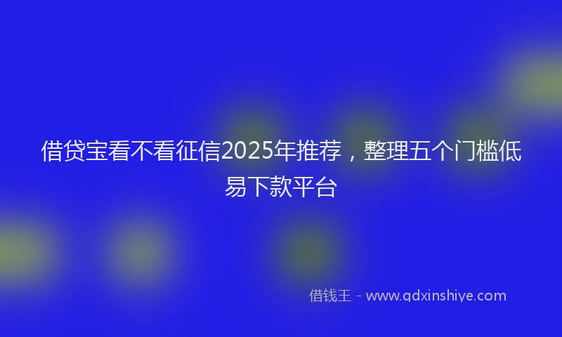 借贷宝看不看征信2025年推荐，整理五个门槛低易下款平台