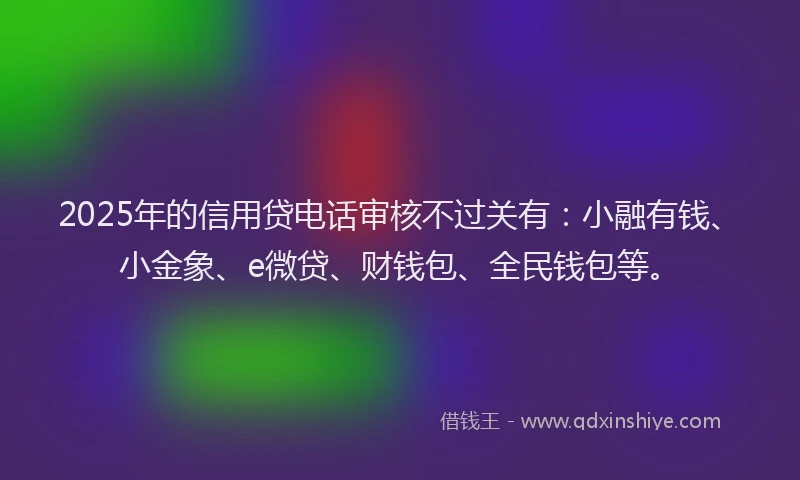2025年的信用贷电话审核不过关有：小融有钱、小金象、e微贷、财钱包、全民钱包等。