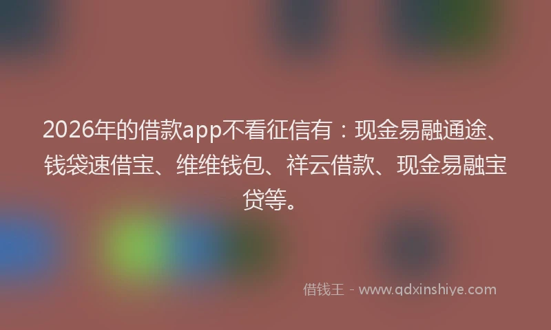 2026年的借款app不看征信有:现金易融通途、钱袋速借宝、维维钱包、祥云借款、现金易融宝贷等。
