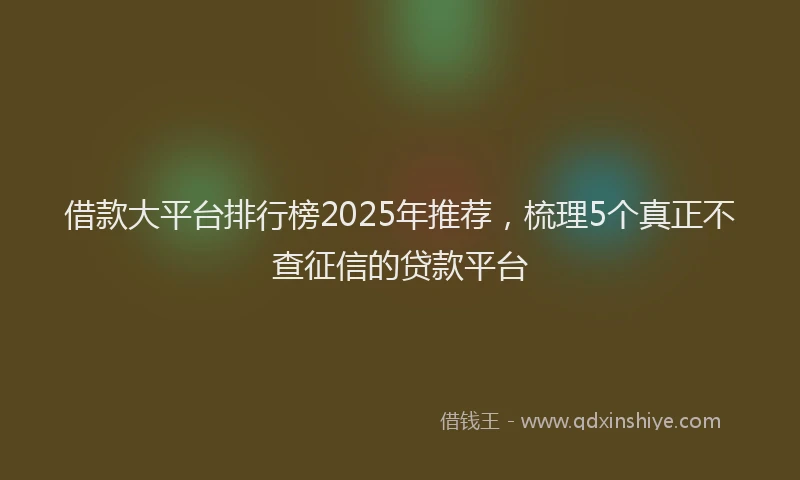 借款大平台排行榜2025年推荐，梳理5个真正不查征信的贷款平台