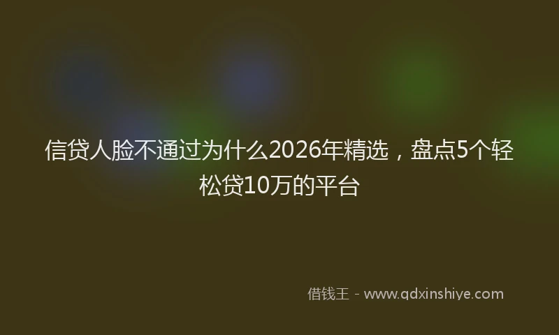 信贷人脸不通过为什么2026年精选，盘点5个轻松贷10万的平台