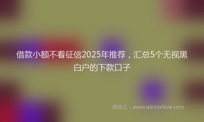 借款小额不看征信2025年推荐，汇总5个无视黑白户的下款口子