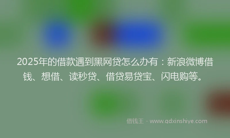 2025年的借款遇到黑网贷怎么办有：新浪微博借钱、想借、读秒贷、借贷易贷宝、闪电购等。