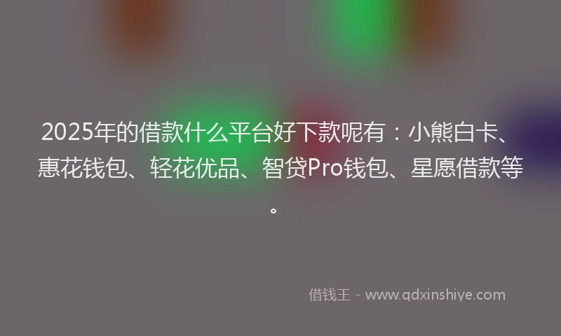 2025年的借款什么平台好下款呢有:小熊白卡、惠花钱包、轻花优品、智贷Pro钱包、星愿借款等。