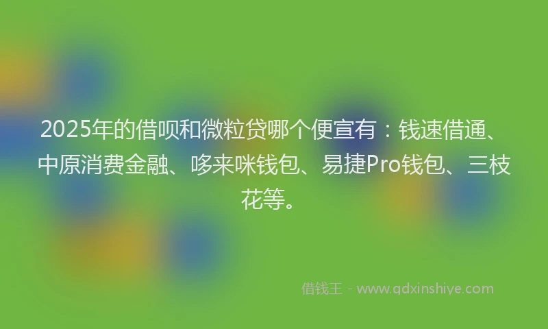 2025年的借呗和微粒贷哪个便宣有：钱速借通、中原消费金融、哆来咪钱包、易捷Pro钱包、三枝花等。