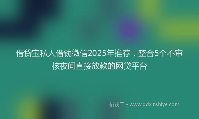借贷宝私人借钱微信2025年推荐，整合5个不审核夜间直接放款的网贷平台