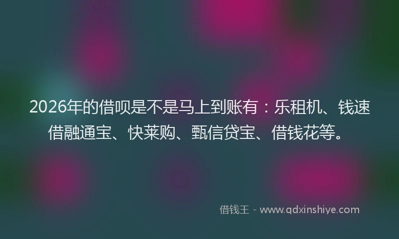 2026年的借呗是不是马上到账有：乐租机、钱速借融通宝、快莱购、甄信贷宝、借钱花等。