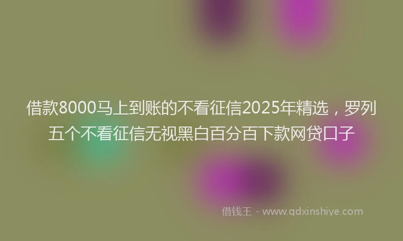 借款8000马上到账的不看征信2025年精选,罗列五个不看征信无视黑白百分百下款网贷口子