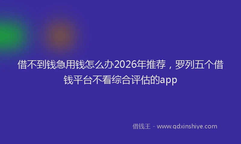 借不到钱急用钱怎么办2026年推荐，罗列五个借钱平台不看综合评估的app