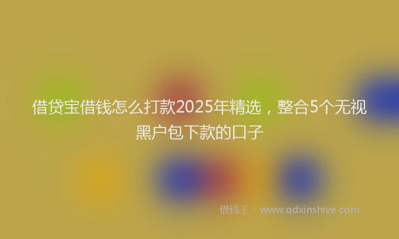 借贷宝借钱怎么打款2025年精选，整合5个无视黑户包下款的口子