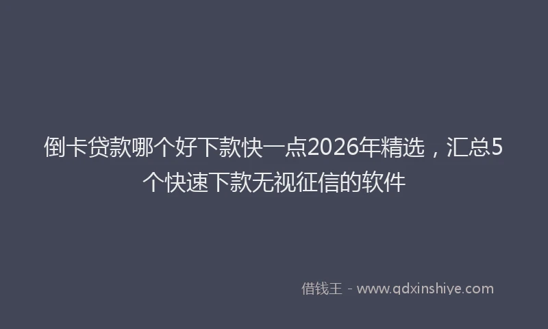 倒卡贷款哪个好下款快一点2026年精选，汇总5个快速下款无视征信的软件