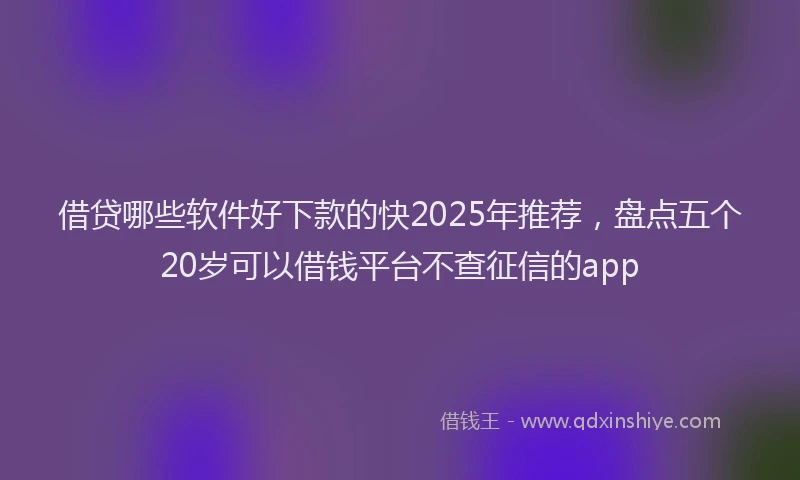借贷哪些软件好下款的快2025年推荐,盘点五个20岁可以借钱平台不查征信的app
