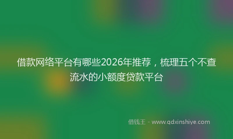 借款网络平台有哪些2026年推荐，梳理五个不查流水的小额度贷款平台