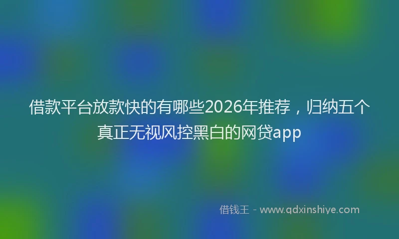 借款平台放款快的有哪些2026年推荐，归纳五个真正无视风控黑白的网贷app